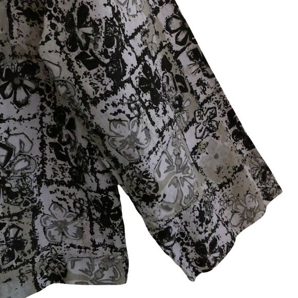 Habitat 100% Linen Button Down Shirt Womens Size L Floral Garden Girl Lagenlook - Picture 5 of 15